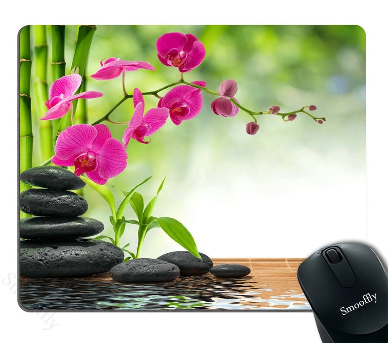 Smooffly Purple Mouse Pad Custom,Composition Tree - Purple Orchid - Black Stones Mouse Pad Personality Desings Gaming Mouse Pad - Image 1
